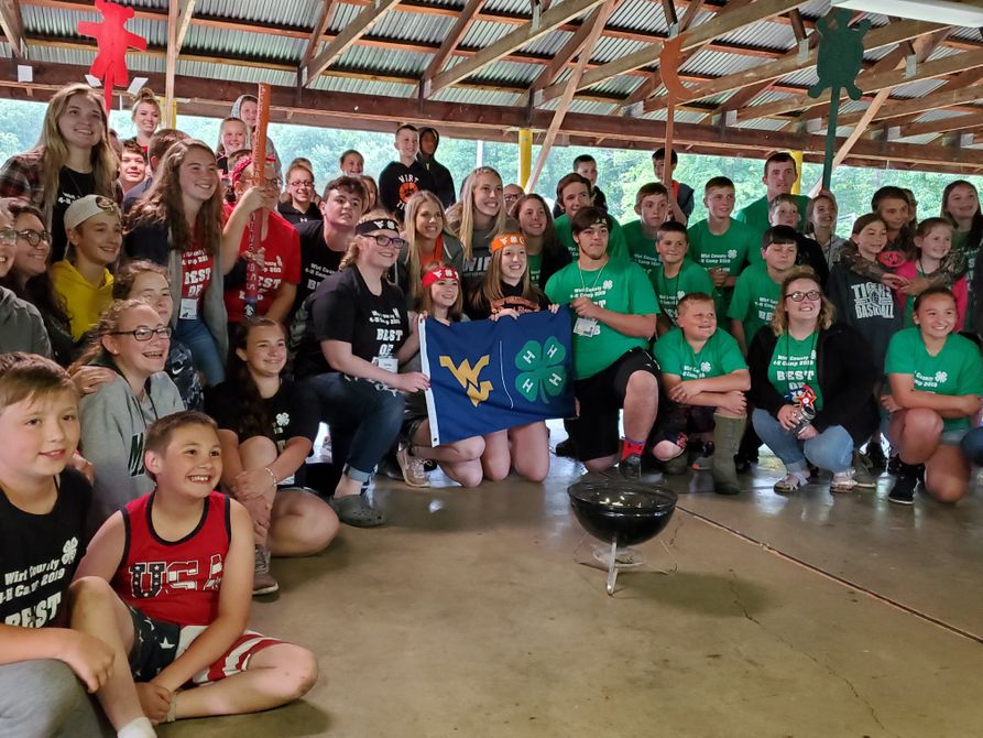 Final Council Circle - campers with 4-H flag