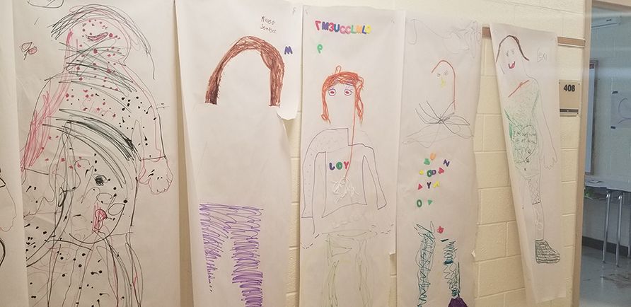 Self-portraits drawn by children during Energy Express