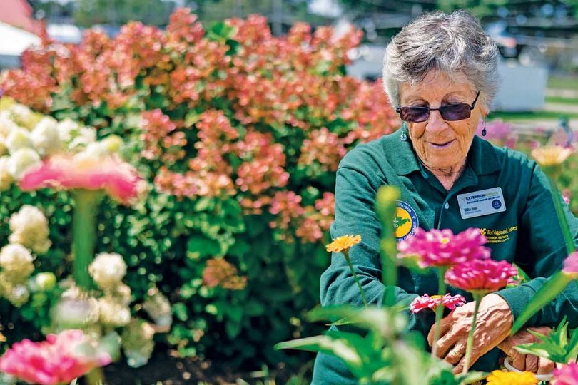 Willa Izzo, WV Master Gardener, is a fixture in the State Fair Demonstration Garden by the WVU Building.