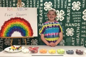 Katie Keyser, Pendleton County 4-H'er, gives 4-H Presentation about rainbow fruit skewers