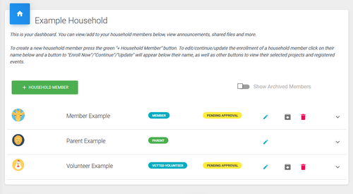 Screenshot of the dashboard to add a Household Member in ZSuite