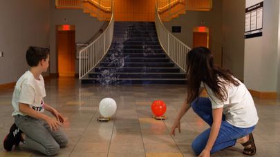 A STEM activity making balloon cars. 