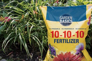 bag of garden fertilizer