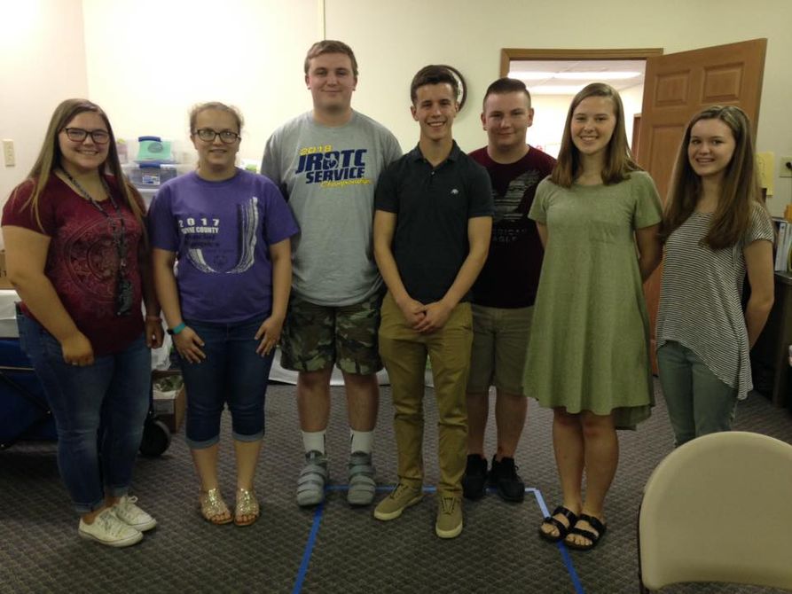 2018 Teen Camp Counselors - Wayne County  (l-r): Paige Roseberry, Kayleigh Cox, Zane Smith, Hunter Donahoe, James Cox, Sarah Ferry and Brenna Barnett (missing Mona Napier)