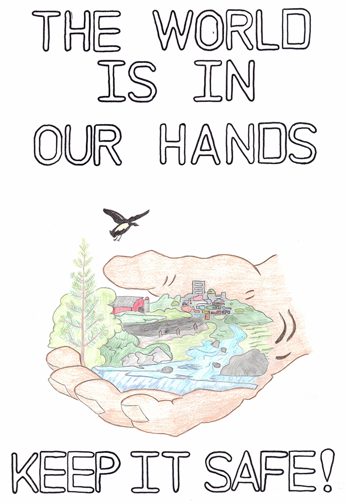 Wood County State 4-H Poster Winner Mikala Fling - The World is in Our Hands, Keep it Safe!