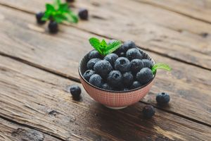 Fresh, sweet blueberries in a bowl.
