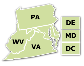 OSHA Region III Map (WV, PA, VA, DE, MD, DC)