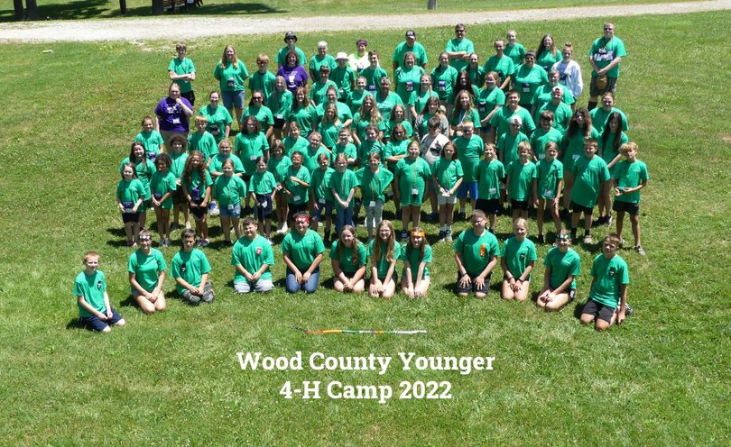 Group photo of younger camp kids and staff