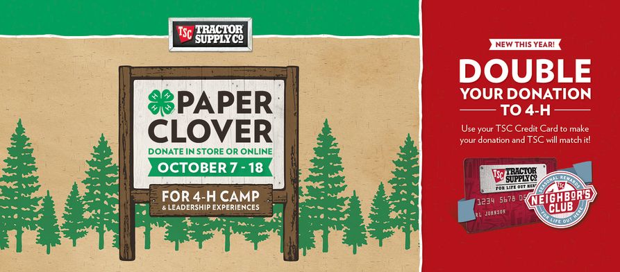 Fall Paper Clover Facebook Cover Donate in store or online Double your donation with Tractor Supply