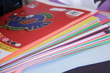 stack of multi-colored construction paper