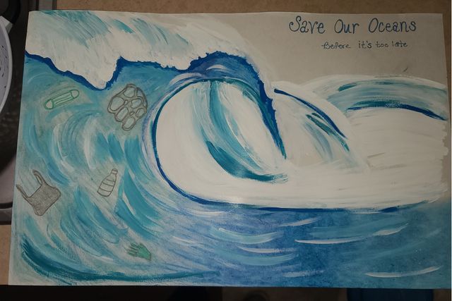 Adalynne Baldwin Jackson County 2021 State 4-H Healthy Living Poster Winner Intermediate "Save our oceans before it's too late" Division